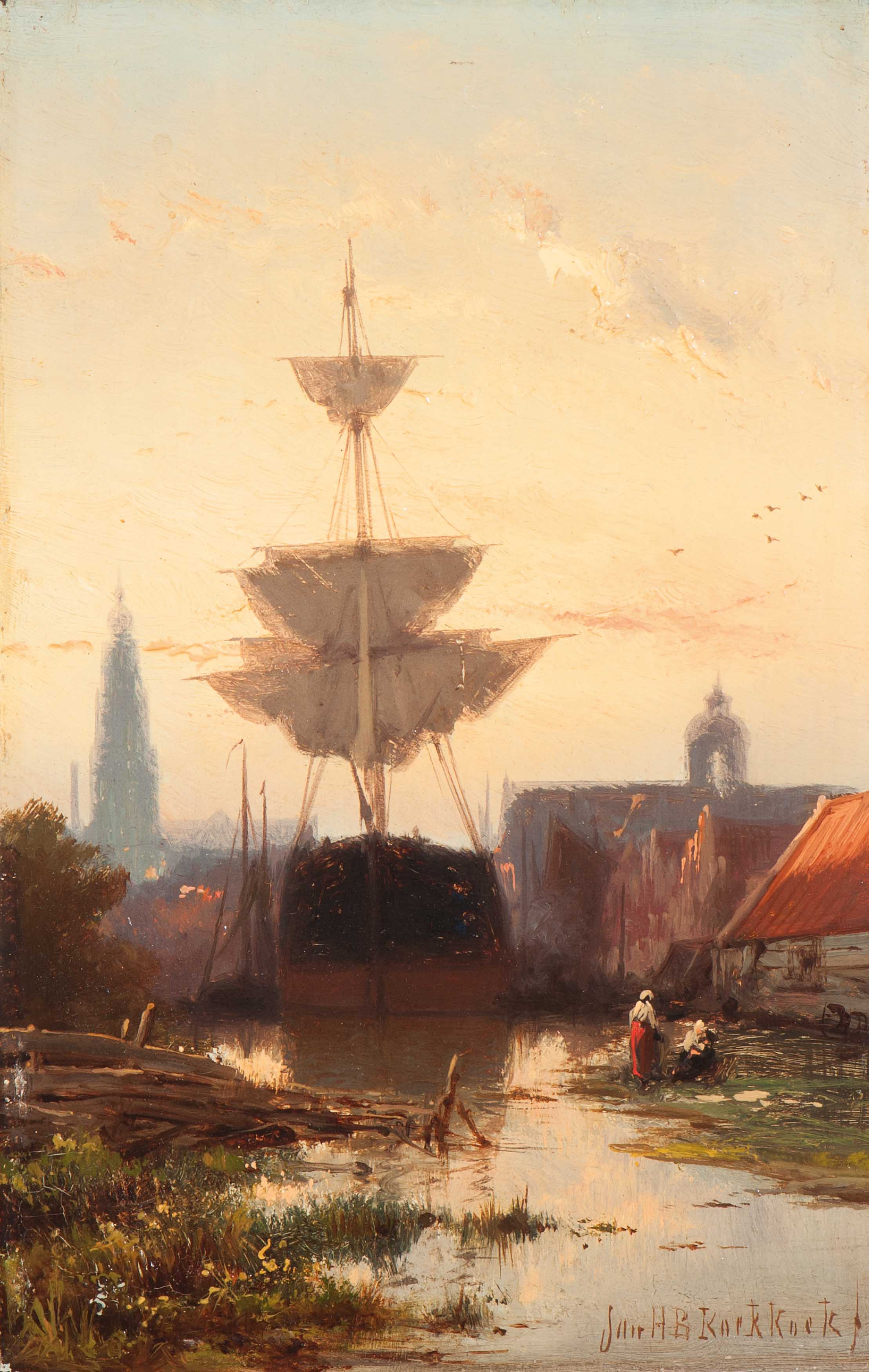 Aangemeerde schepen bij Amsterdam