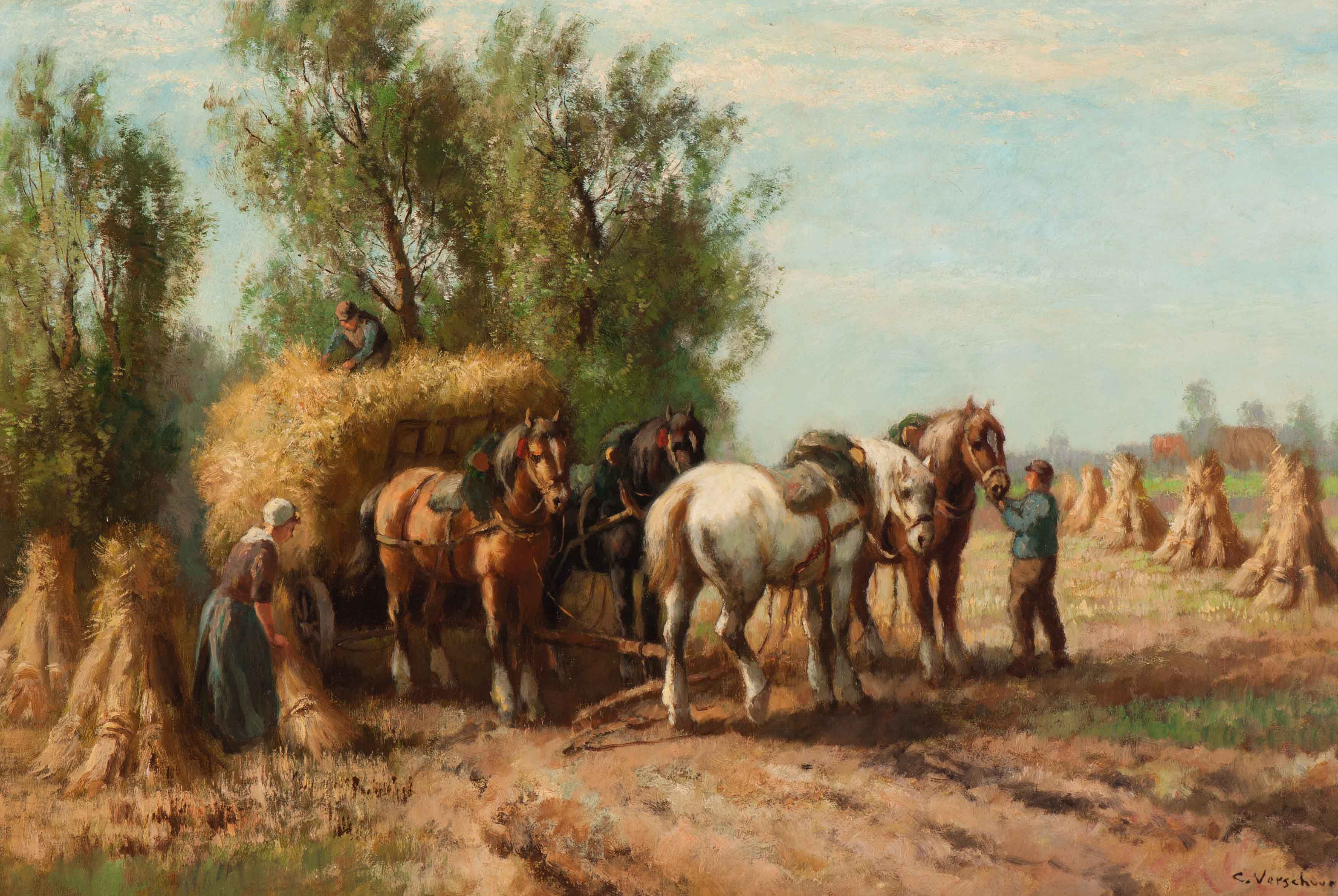 Het laden van de hooikar