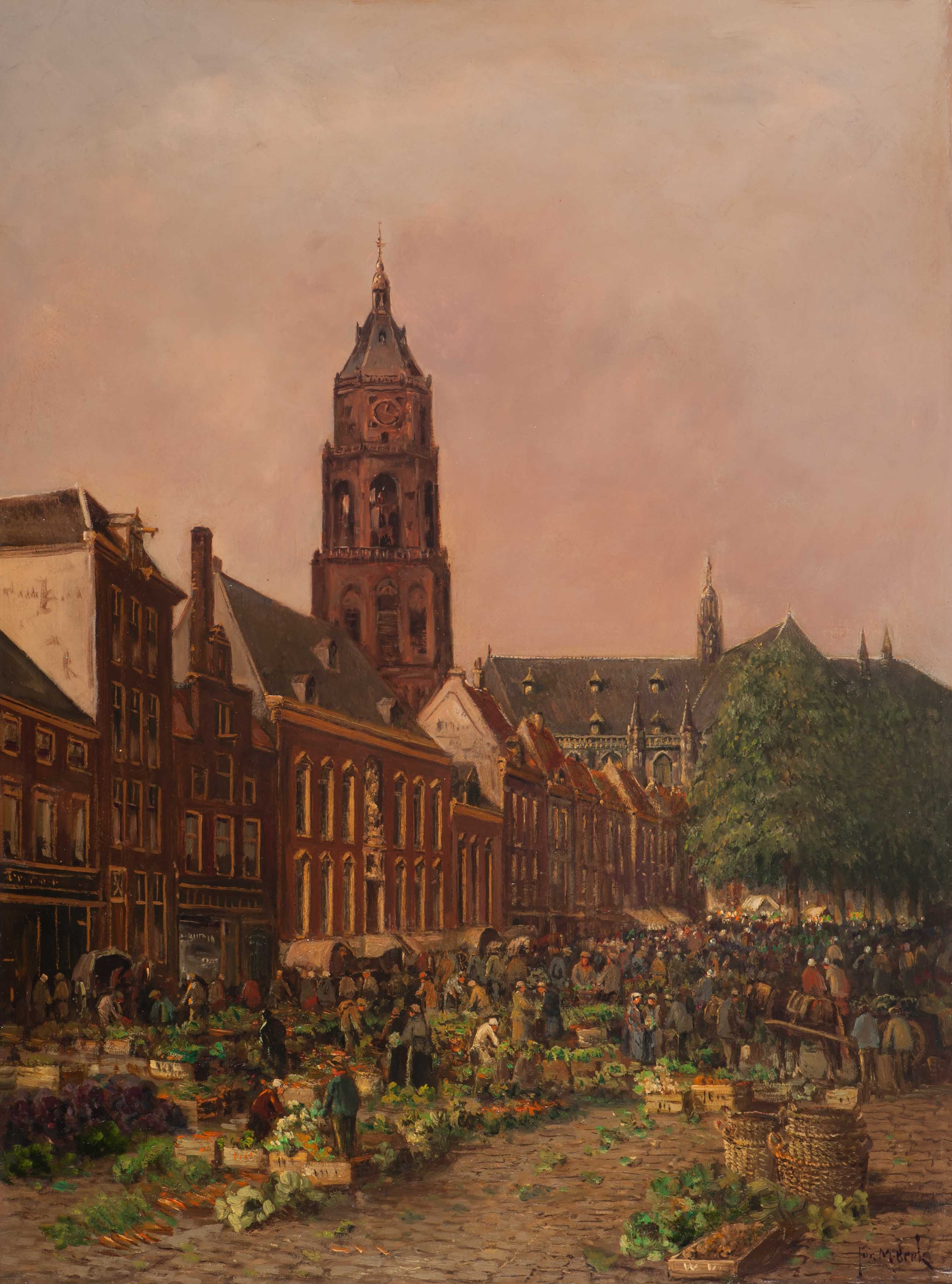 Gezicht op het Kerkplein en de Sint-Eusebiuskerk te Arnhem Gezicht op het Kerkplein en de Sint-Eusebiuskerk te Arnhem