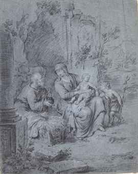 The Holy Family with the Infant Baptist among ruins