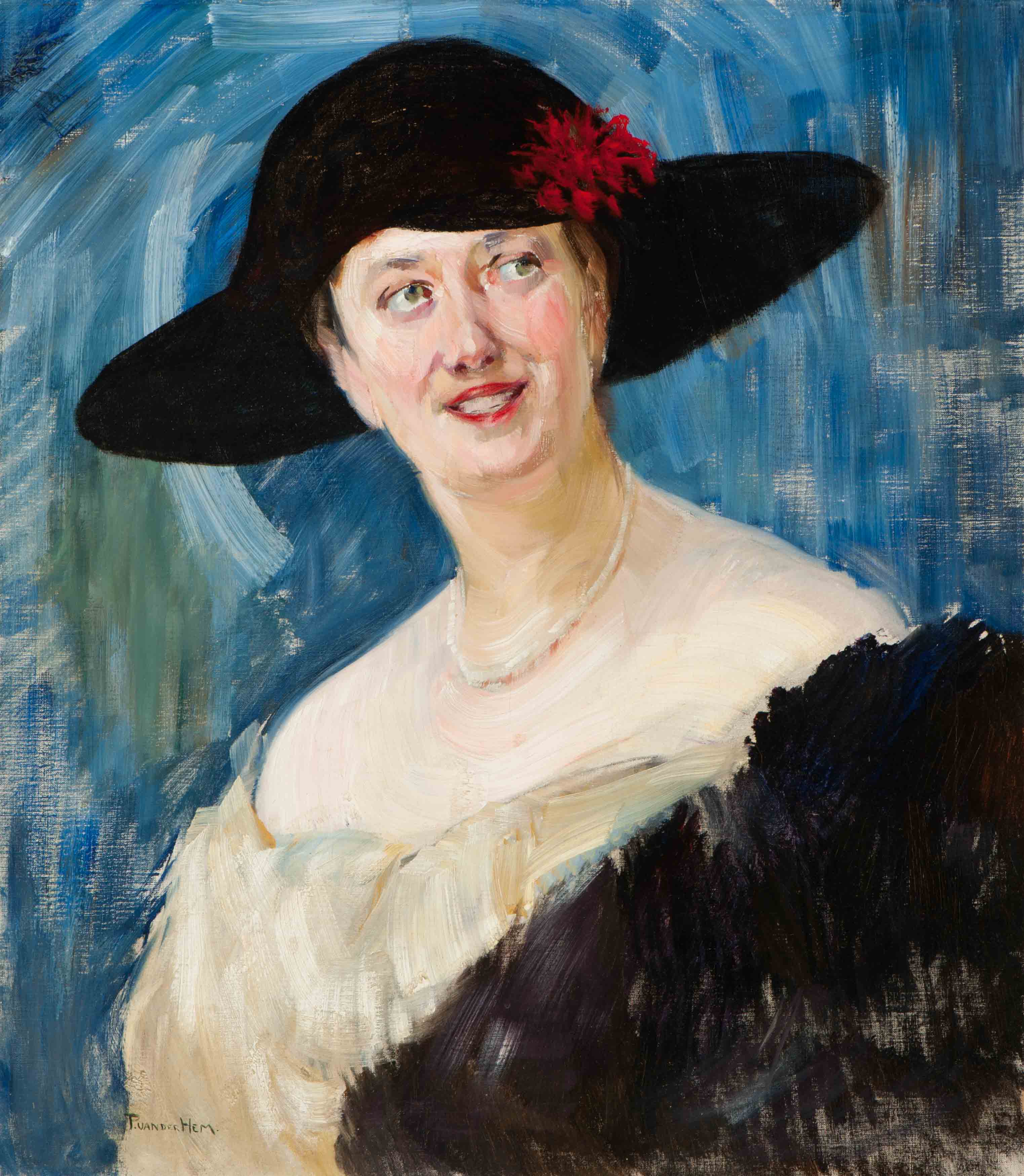 Elegante vrouw met zwarte hoed