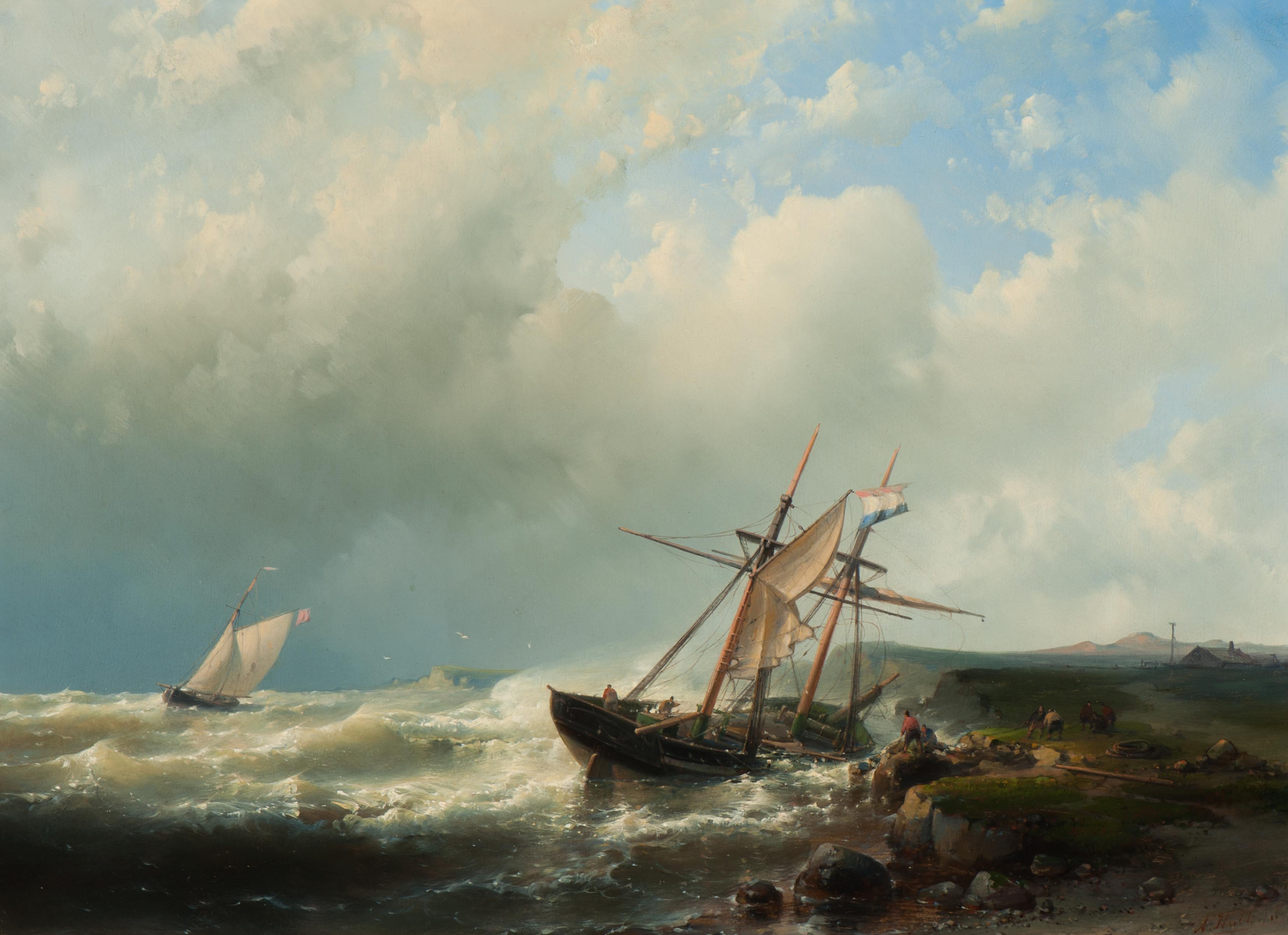 Schipbreuk van een Hollands schip voor de Engelse kust Schipbreuk van een Hollands schip voor de Engelse kust